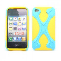 iPhone 4 4S X Case (Blue-Yellow)